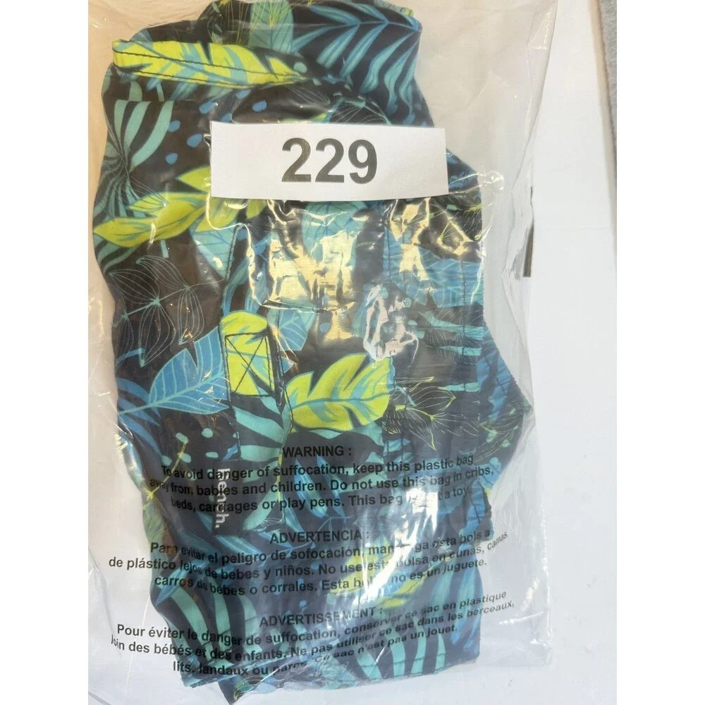 Bench Men's Swim Trunks Board Shorts M EU 50 Tropical Leaf Print Black Blue